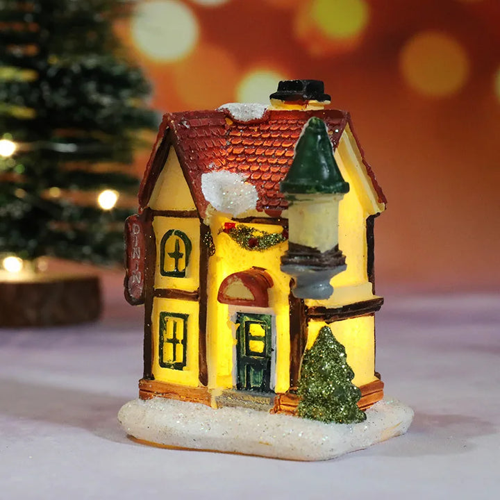 Vikbua™ Opplyst julehus med LED og snødekt tak til julelandsbyen