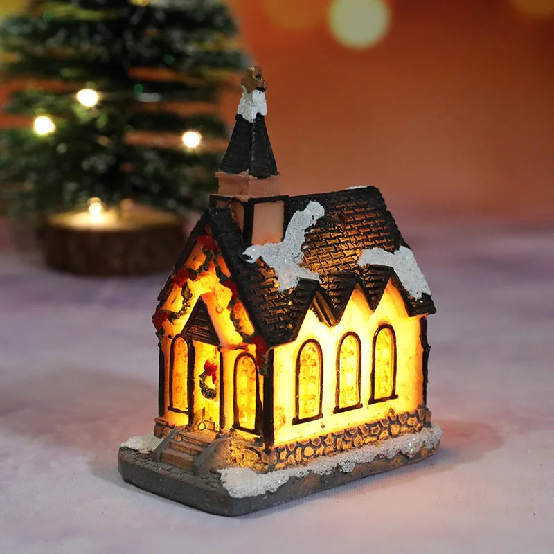 Vikbua™ Opplyst julehus med LED og snødekt tak til julelandsbyen