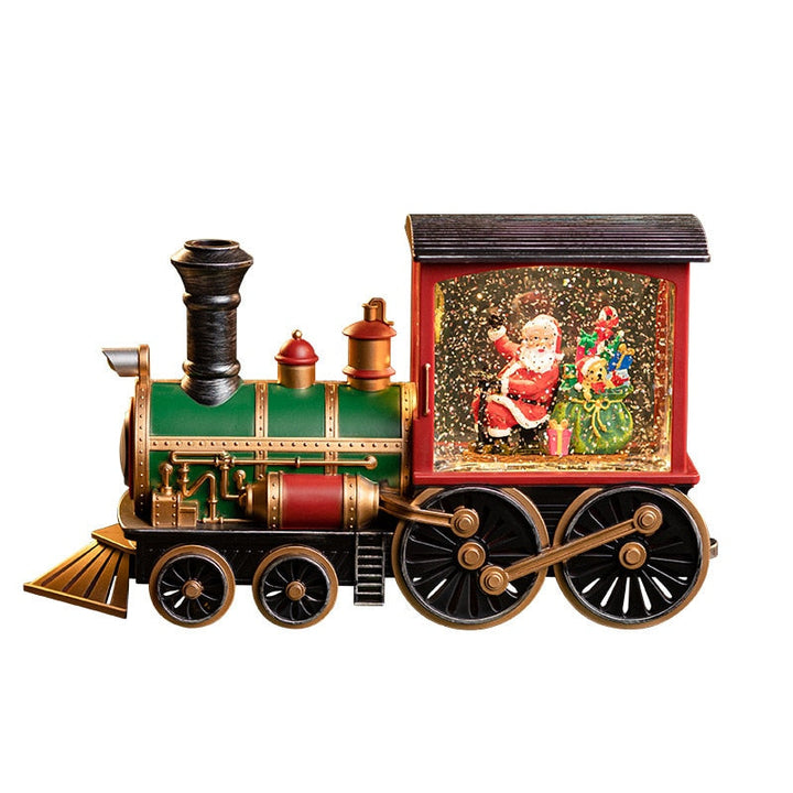 Vikbua™ Spilledåse med nisse i tog, glitter og 8 julesanger