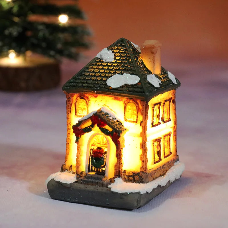 Vikbua™ Opplyst julehus med LED og snødekt tak til julelandsbyen