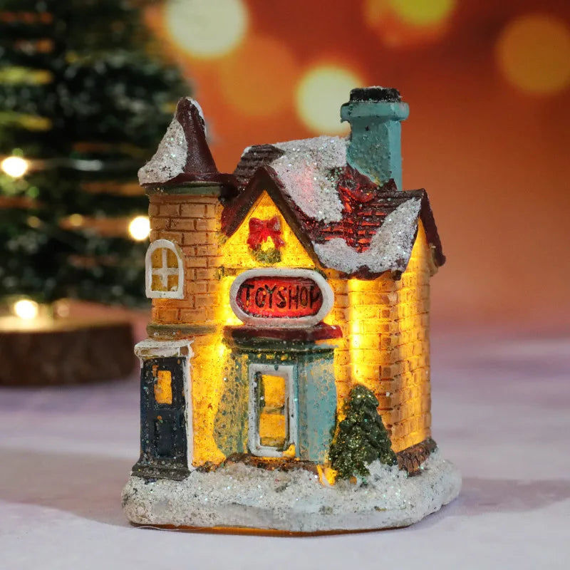 Vikbua™ Opplyst julehus med LED og snødekt tak til julelandsbyen