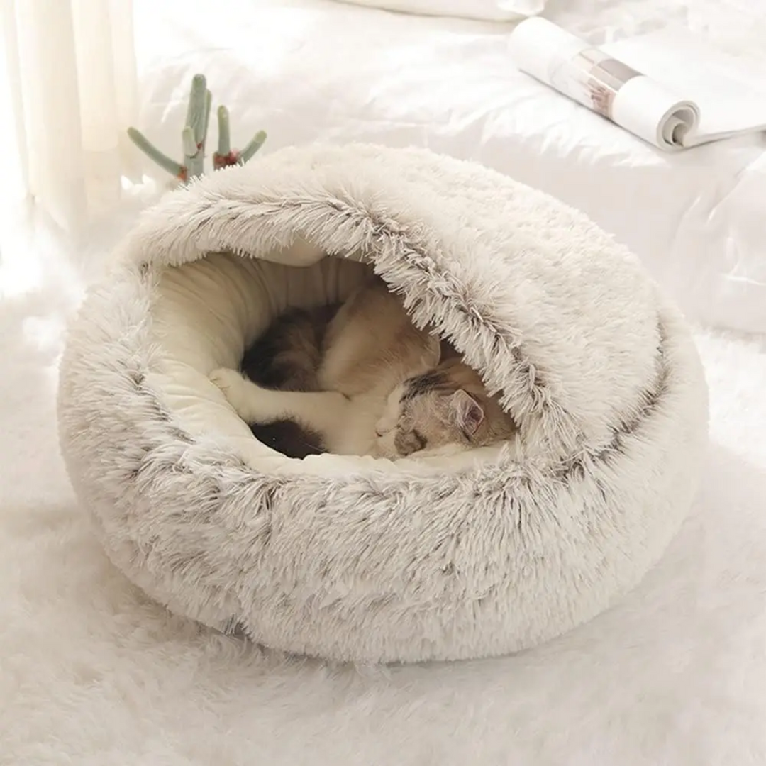 Vikbua™ Beroligende hundeseng med tak – lun hule for hunden din