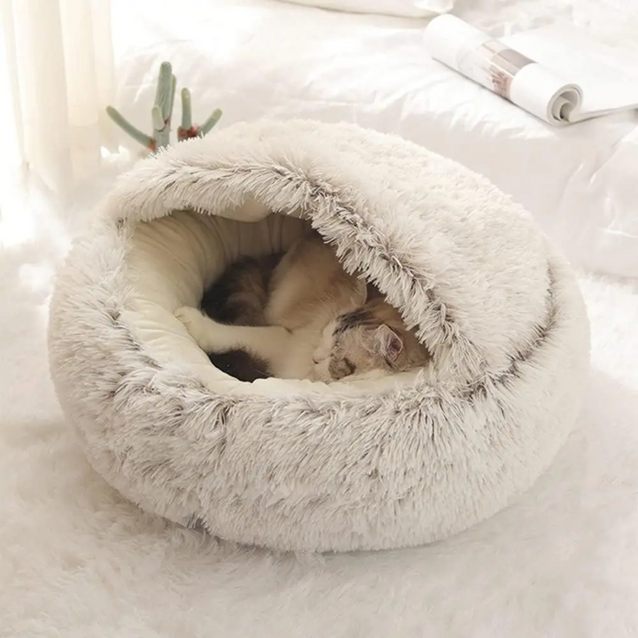 Vikbua™ Beroligende hundeseng med tak – lun hule for hunden din