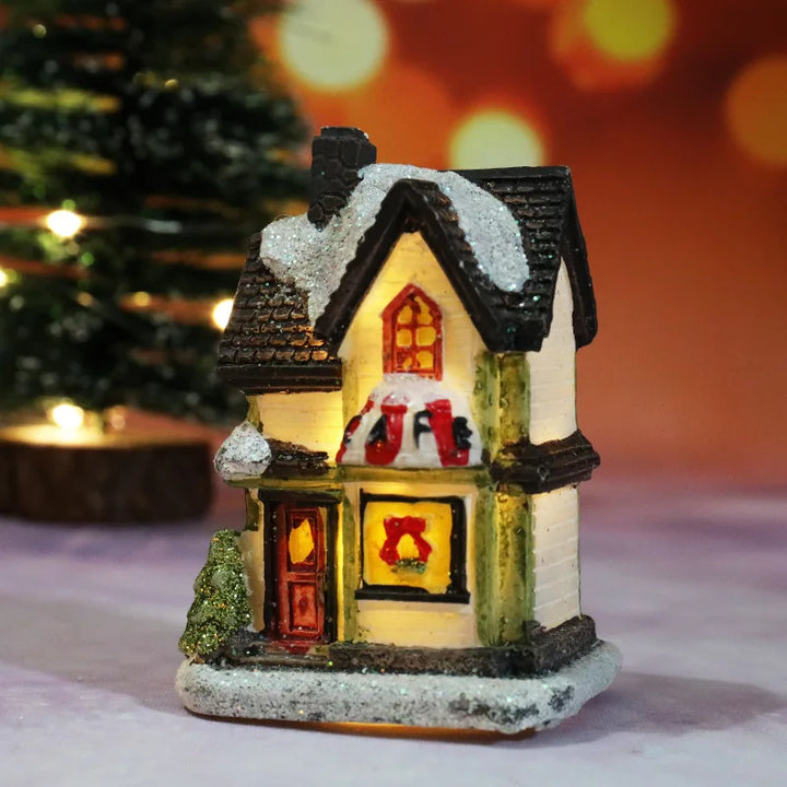 Vikbua™ Opplyst julehus med LED og snødekt tak til julelandsbyen