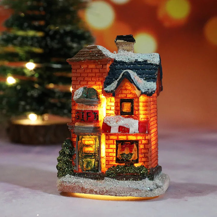 Vikbua™ Opplyst julehus med LED og snødekt tak til julelandsbyen