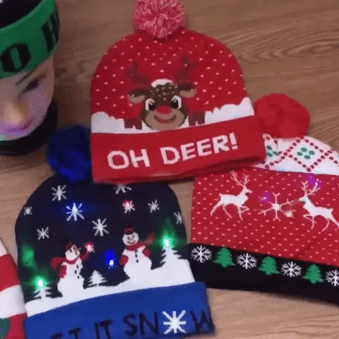 Vikbua™ Strikket julelue med LED-lys for barn og voksne