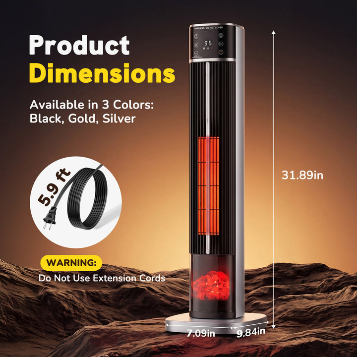Høy tårnovn med flammevindu og LED-display