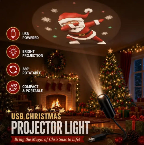 USB-projektor kaster julemotiver på vegg