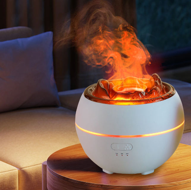 Vulkan diffuser med flamme, 300 ml tank og timer opptil 10 timer