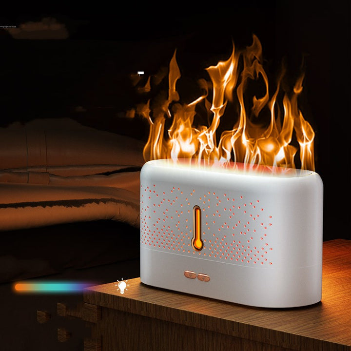 Luftfukter med flammeeffekt og aromaterapi, 200 ml, med eterisk olje