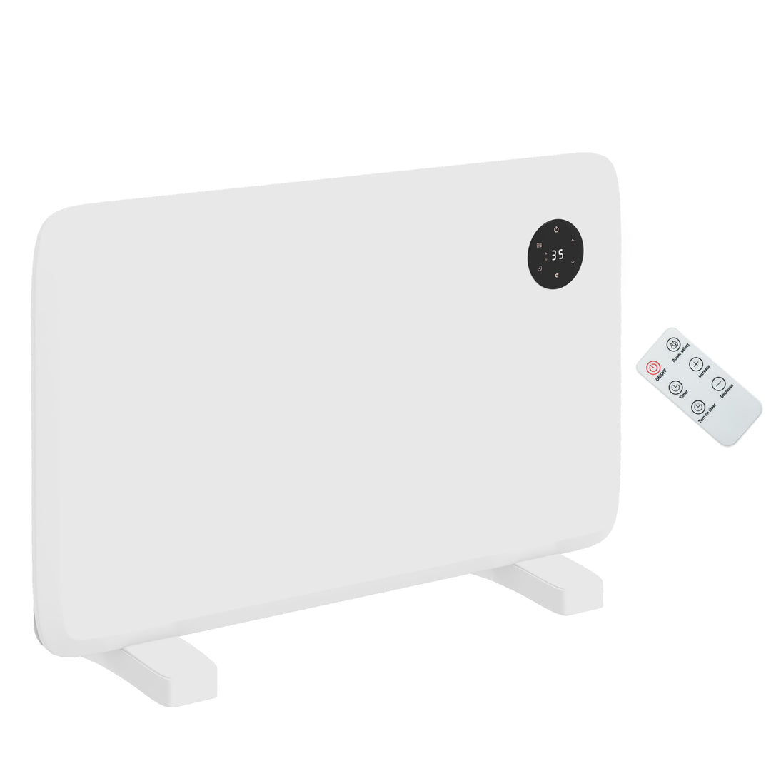 Hvit slank panelovn med touchpanel