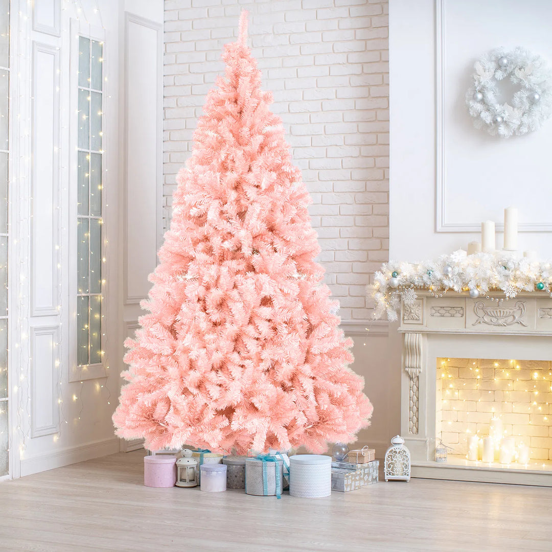 Rosa kunstig juletre i stue