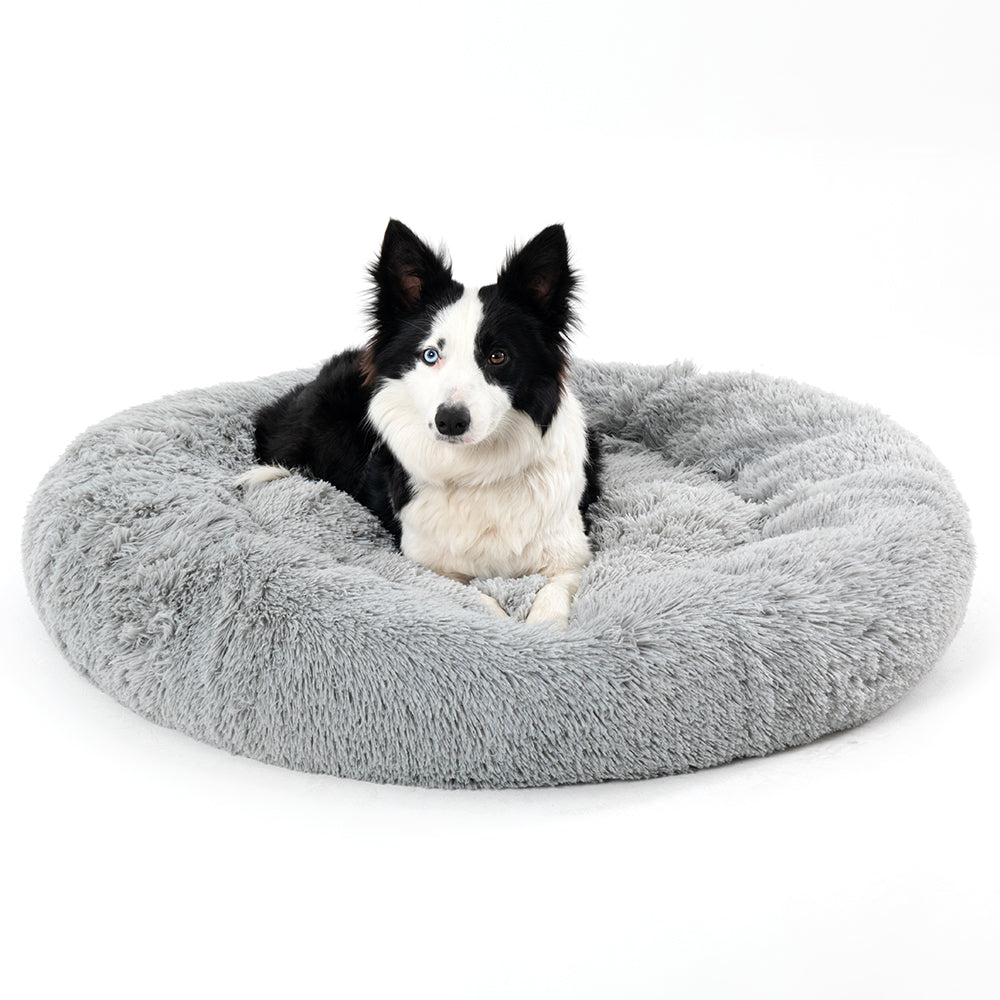 Rund fluffy donutseng til hund