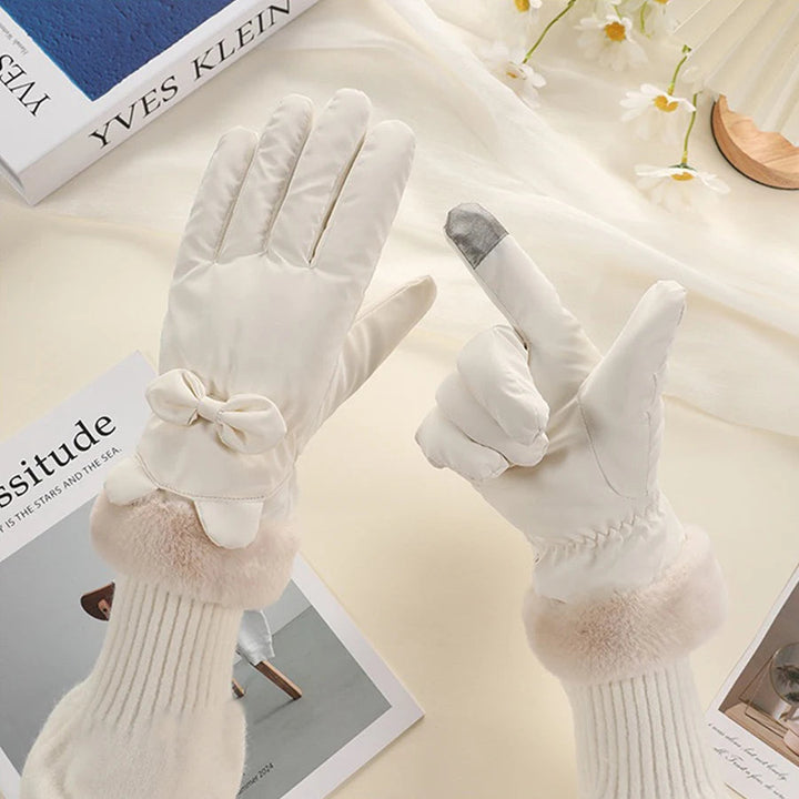 Vikbua™ Elegante touchhansker til dame med sløyfe og varmt fôr