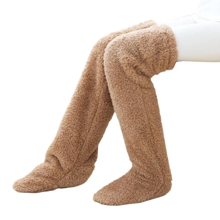 Vikbua™ Lange kosesokker i korallfleece med brettbar fotåpning