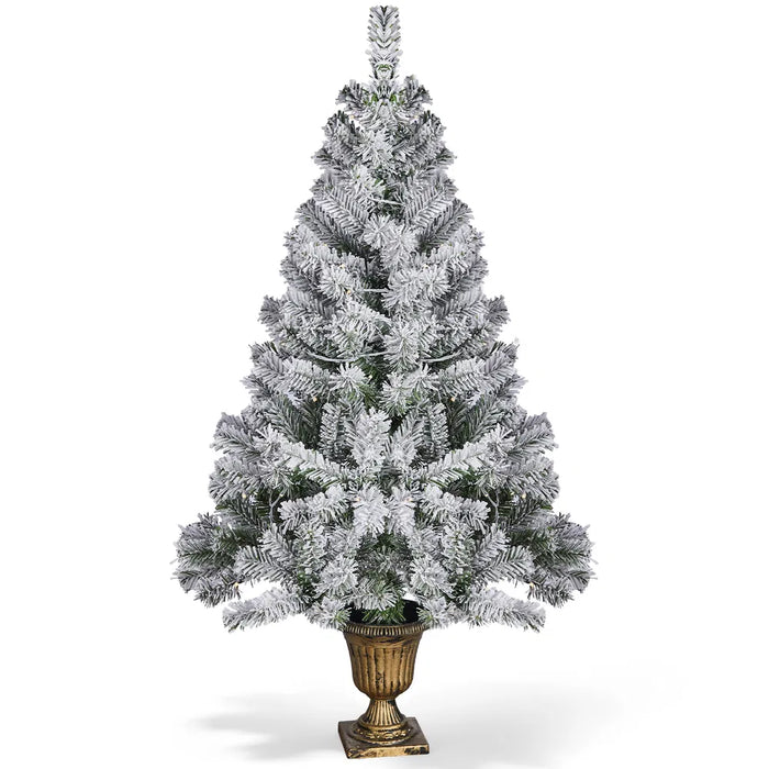 Vikbua Snødekt juletre i potte 122 cm med 120 lys
