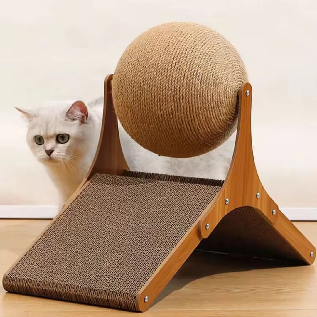 Vikbua™ Klorestativ for katt med sisalball og papprampe