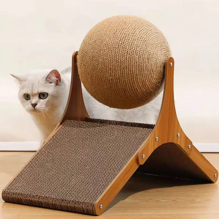 Vikbua™ Klorestativ for katt med sisalball og papprampe