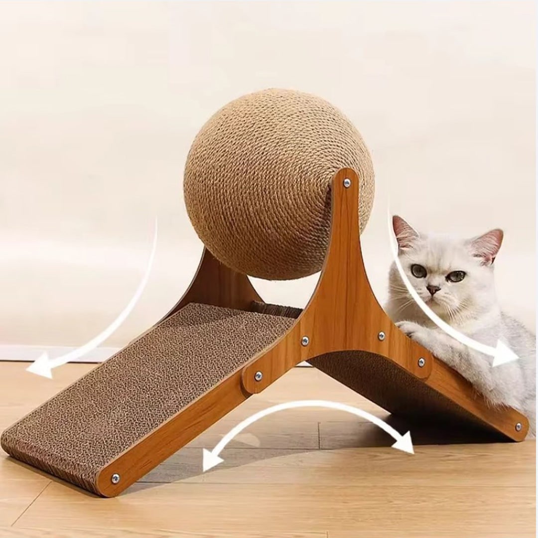 Vikbua™ Klorestativ for katt med sisalball og papprampe