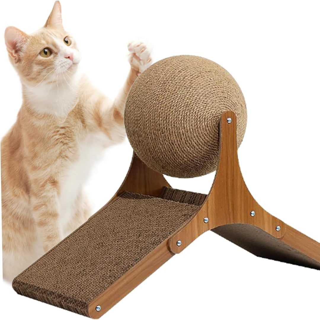 Vikbua™ Klorestativ for katt med sisalball og papprampe