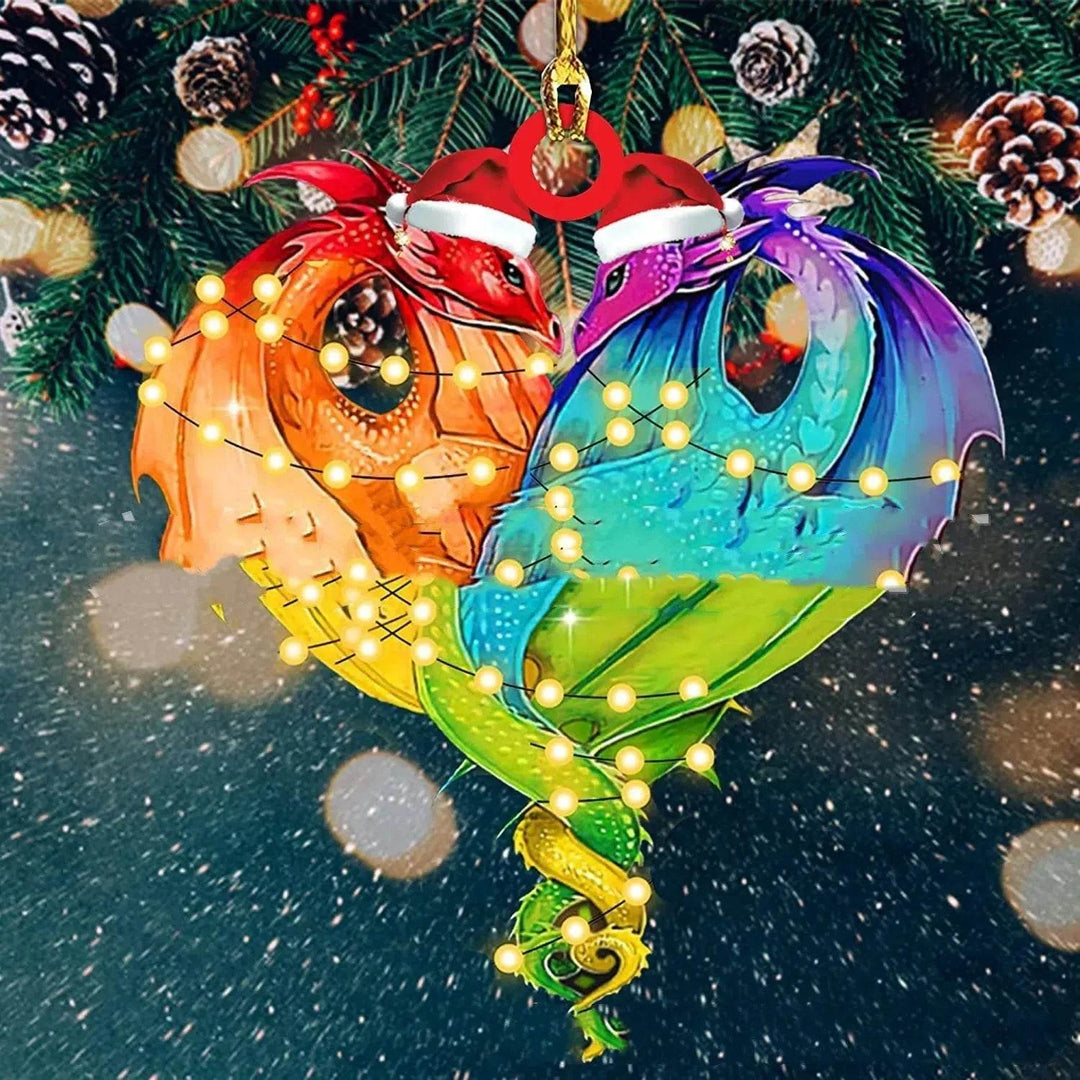 Vikbua™ Juletreheng i akryl med dinosaur og drageegg – 8 cm