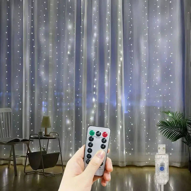 Vikbua™ Lysgardin med USB og fjernkontroll til vegg og vindu