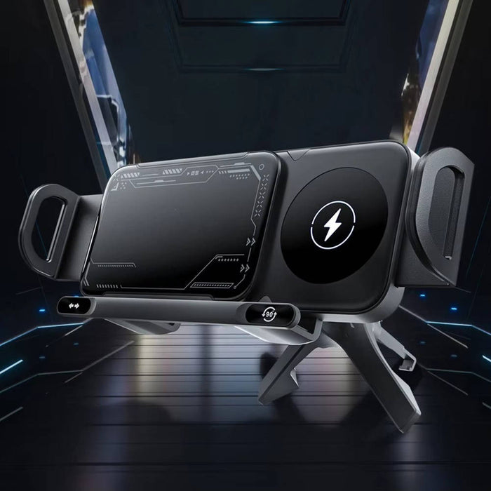 Vikbua™ Trådløs billader med mobilholder, doble spoler og automatisk arm