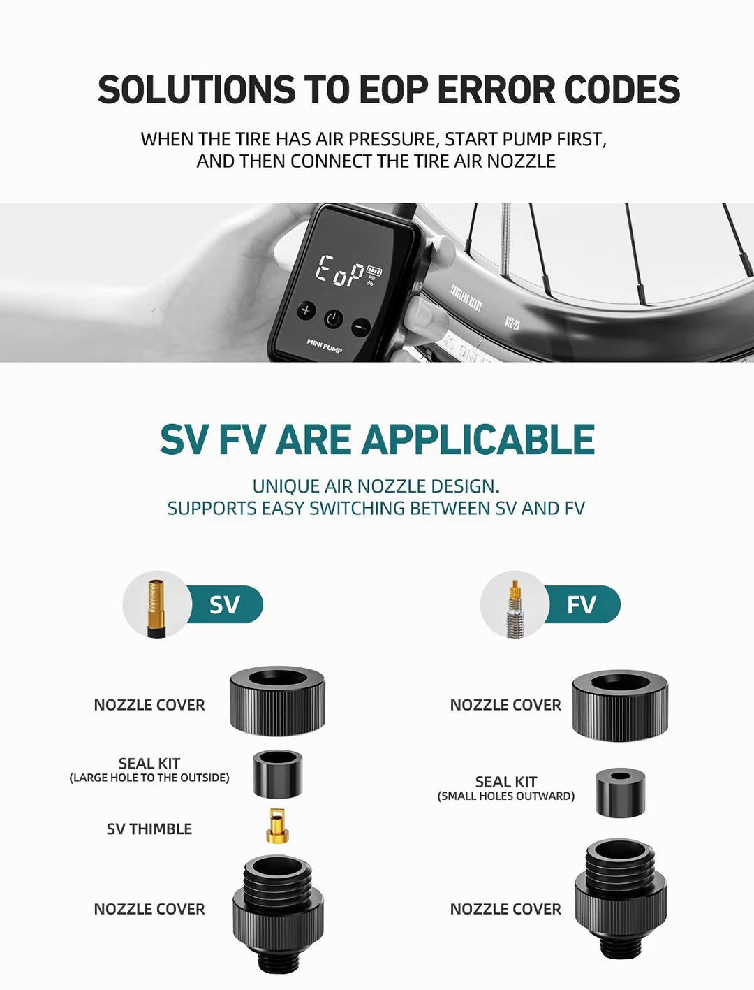 Vikbua™ Elektrisk minipumpe for sykkel med digital måler og autostopp