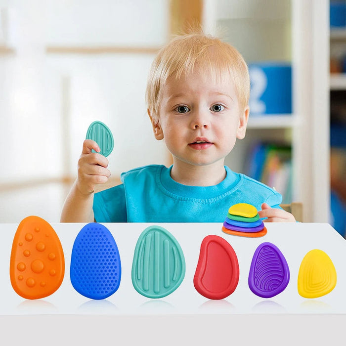 Vikbua™ Sensoriske fidget-steiner i silikon, 6-pakning for barn og voksne