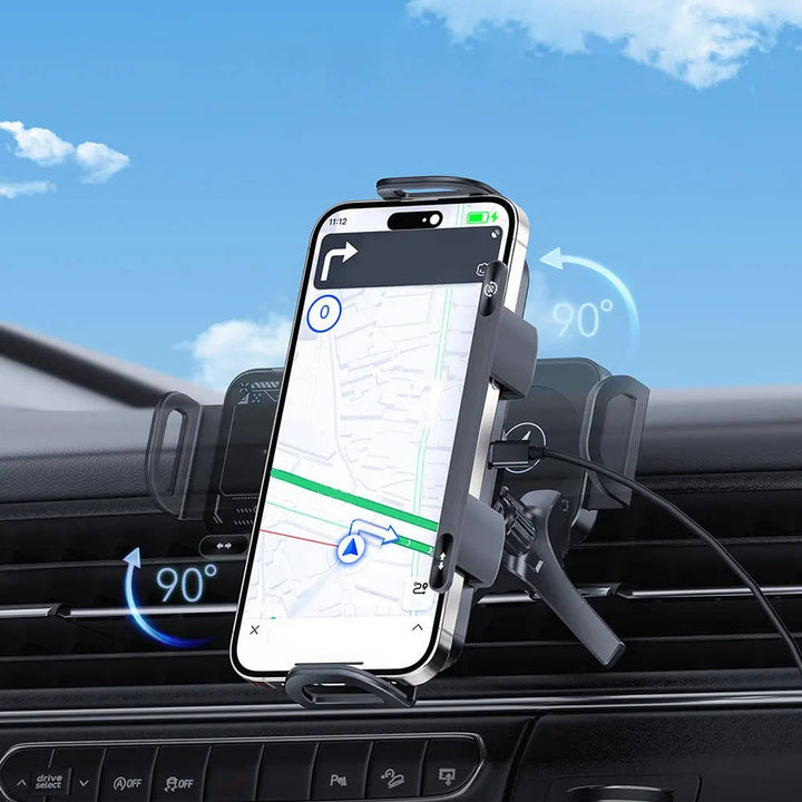 Vikbua™ Trådløs billader med mobilholder, doble spoler og automatisk arm