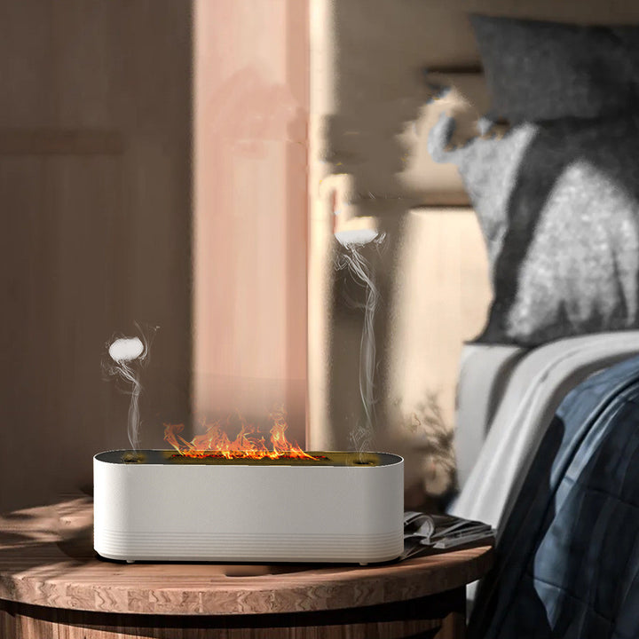 Luftfukter med flammelys og maneteffekt – 7 farger og timer
