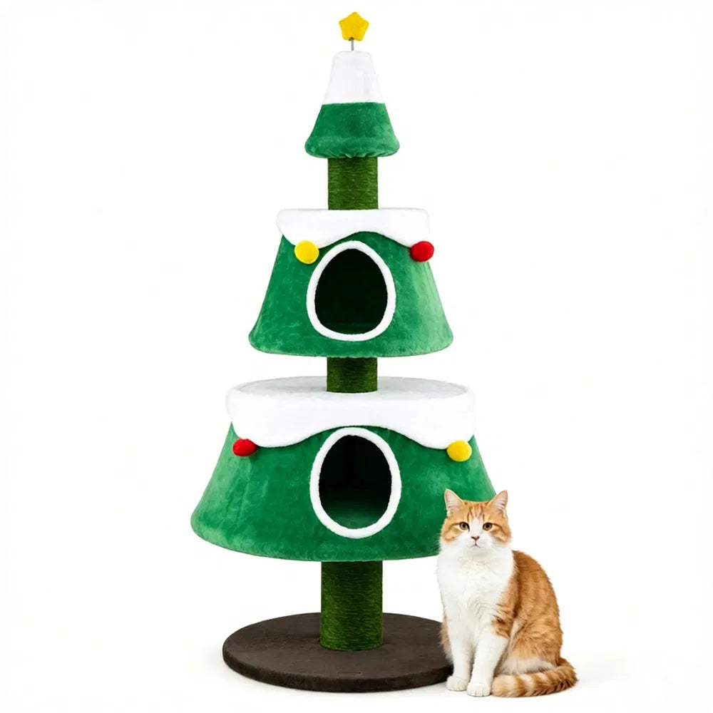 Kattetre formet som juletre med plysjhuler