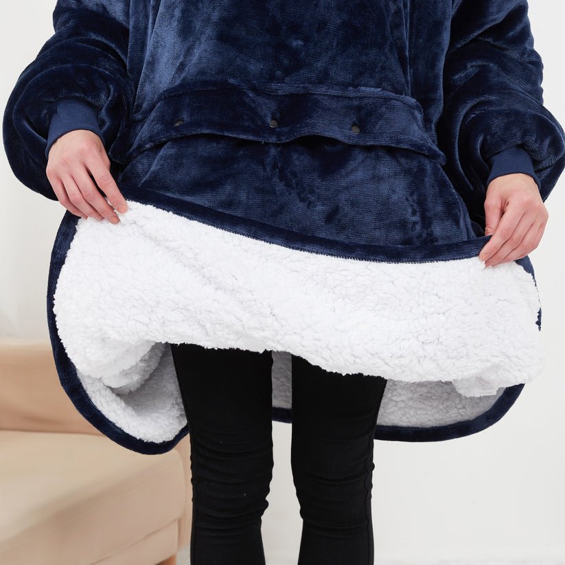 Vikbua™ Varmehoodie med USB-varme i myk flanell og lomme foran