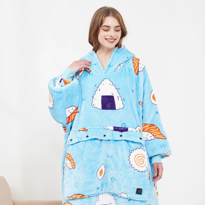 Vikbua™ Varmehoodie med USB-varme i myk flanell og lomme foran