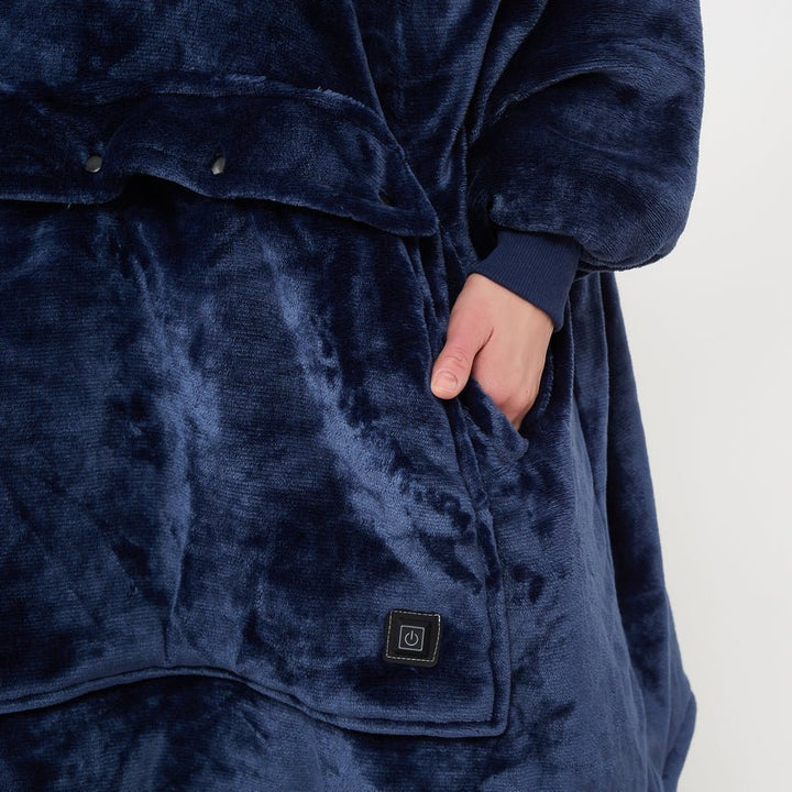 Vikbua™ Varmehoodie med USB-varme i myk flanell og lomme foran