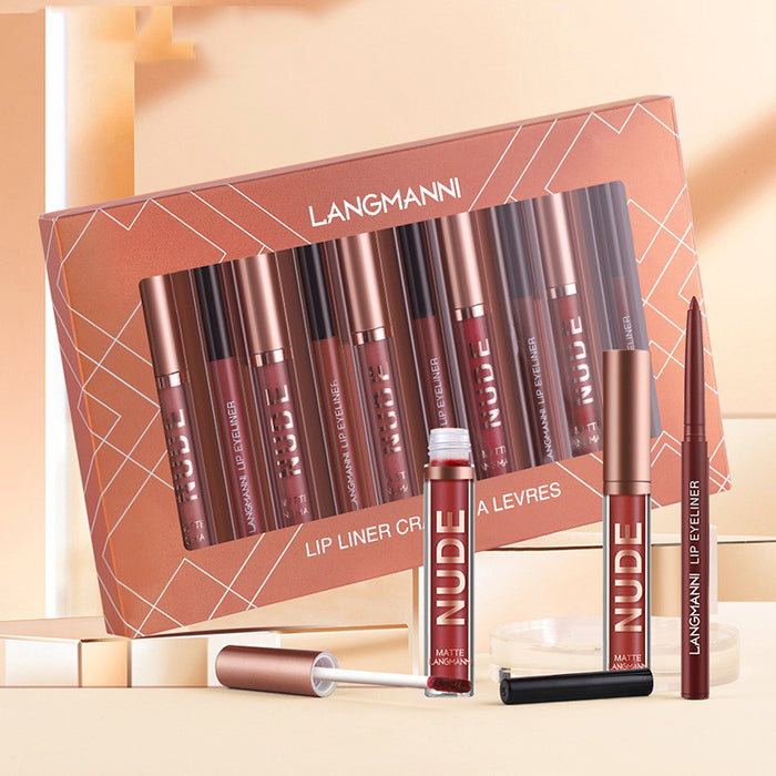 Vikbua Leppesett med 6 matte leppestifter og 6 lipliners