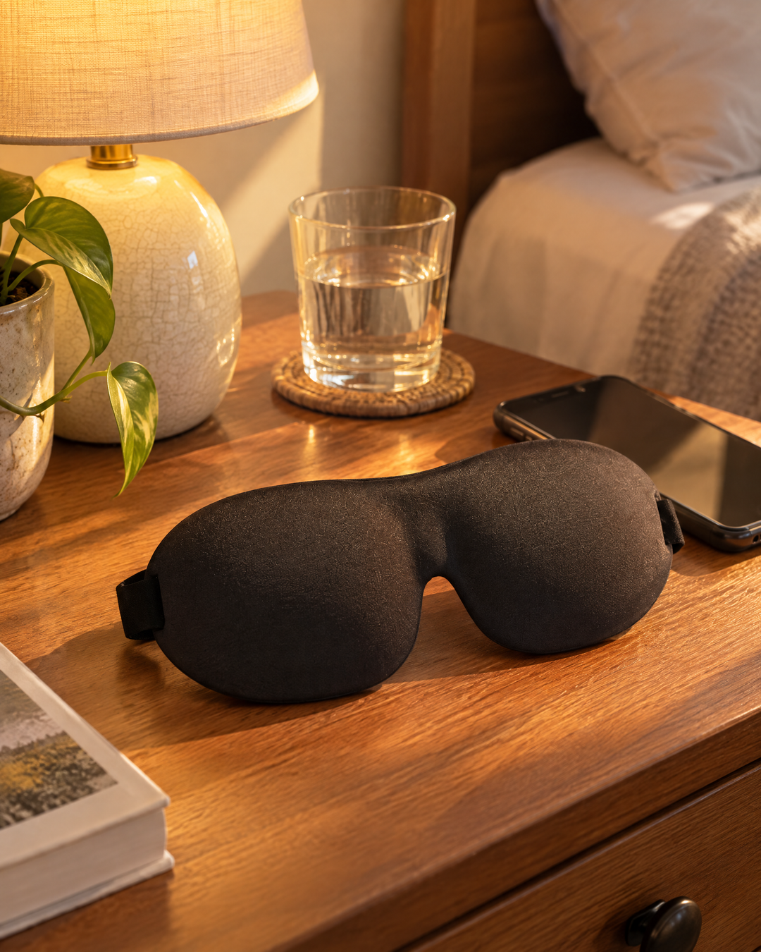 Vikbua™ Konturert 3D-sovemaske med full mørklegging og justerbar strikk