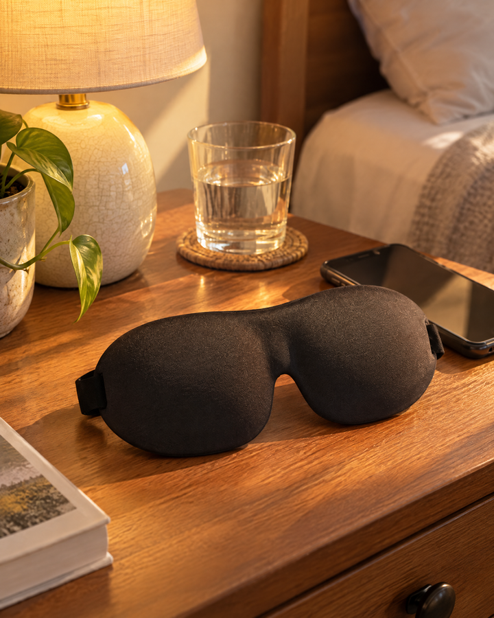 Vikbua™ Konturert 3D-sovemaske med full mørklegging og justerbar strikk