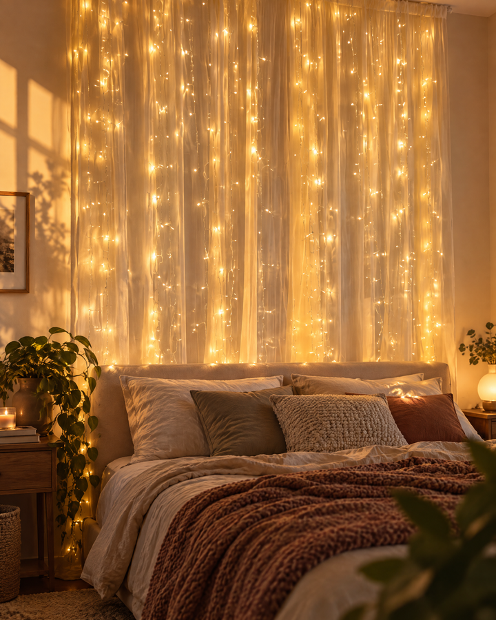 Vikbua™ Lysgardin med LED til vinduet med USB og fjernkontroll