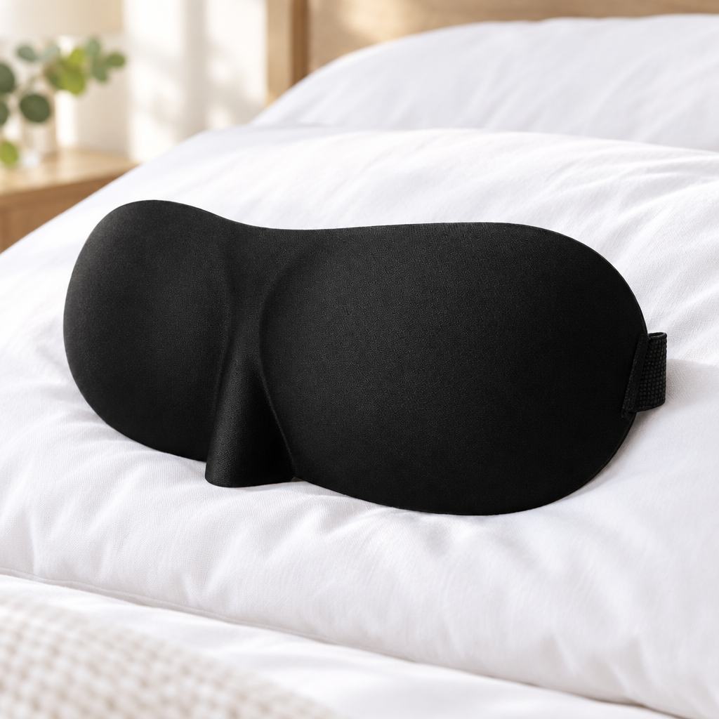 Vikbua™ Konturert 3D-sovemaske med full mørklegging og justerbar strikk
