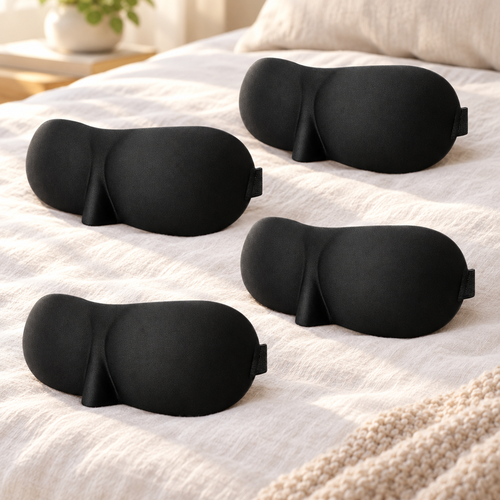 Vikbua™ Konturert 3D-sovemaske med full mørklegging og justerbar strikk