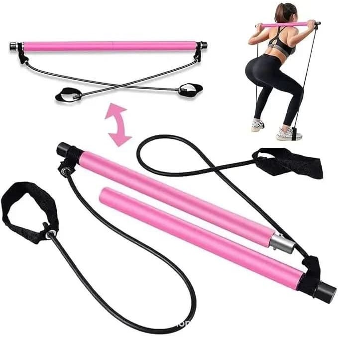 Vikbua™ Bærbar pilatesstang med strikkbånd og fotløkker