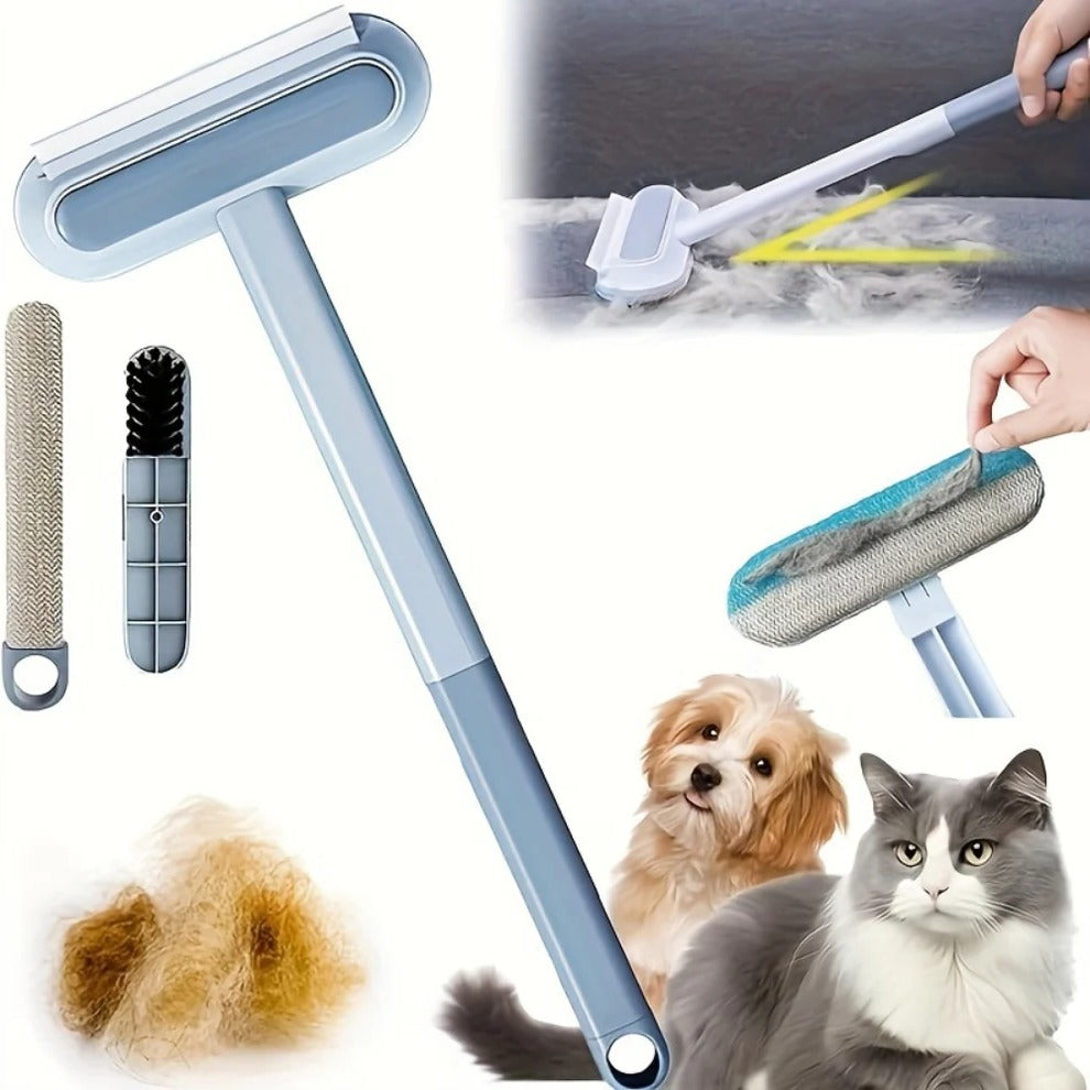 Vikbua™ Manuell børste for dyrehår med langt skaft og skrapekant