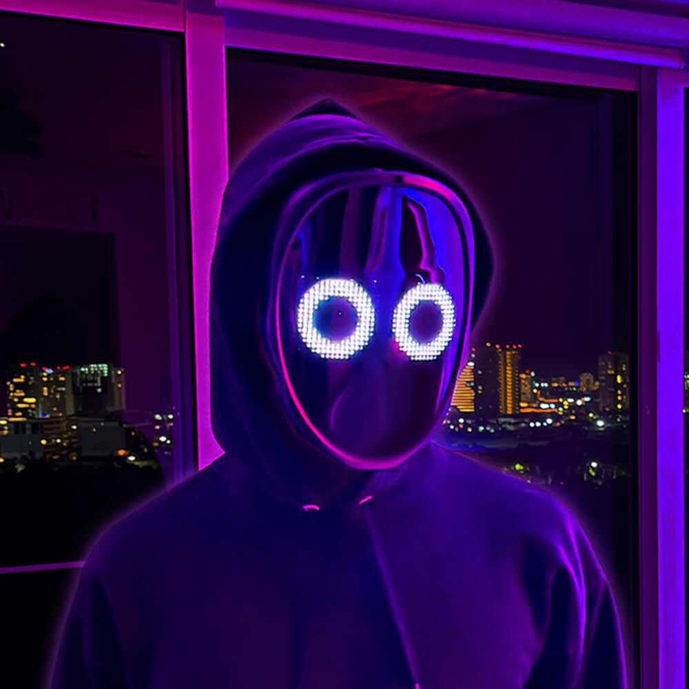 Vikbua™ Smart LED-maske som skifter ansikt med bevegelse og musikk