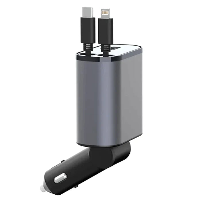 Vikbua™ Billader med to inntrekkbare kabler for USB-C og Lightning