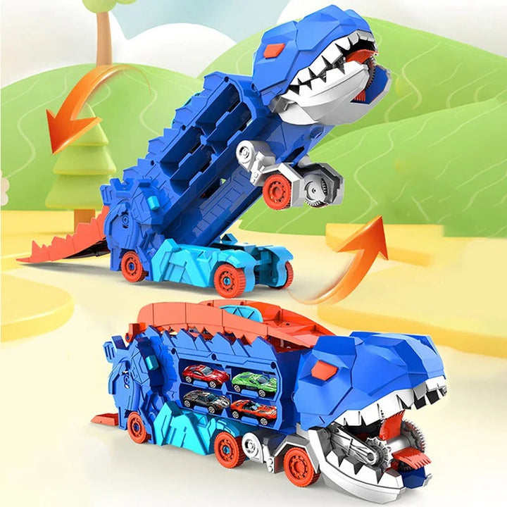 Vikbua™ Dinosaurlastebil 2-i-1 med racerbaner og 8 biler