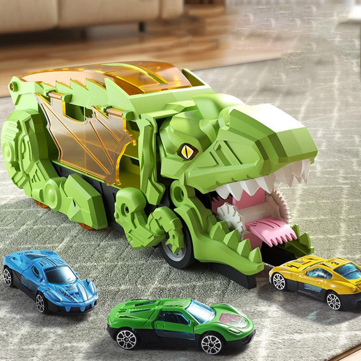 Vikbua™ Dinosaurlastebil 2-i-1 med racerbaner og 8 biler