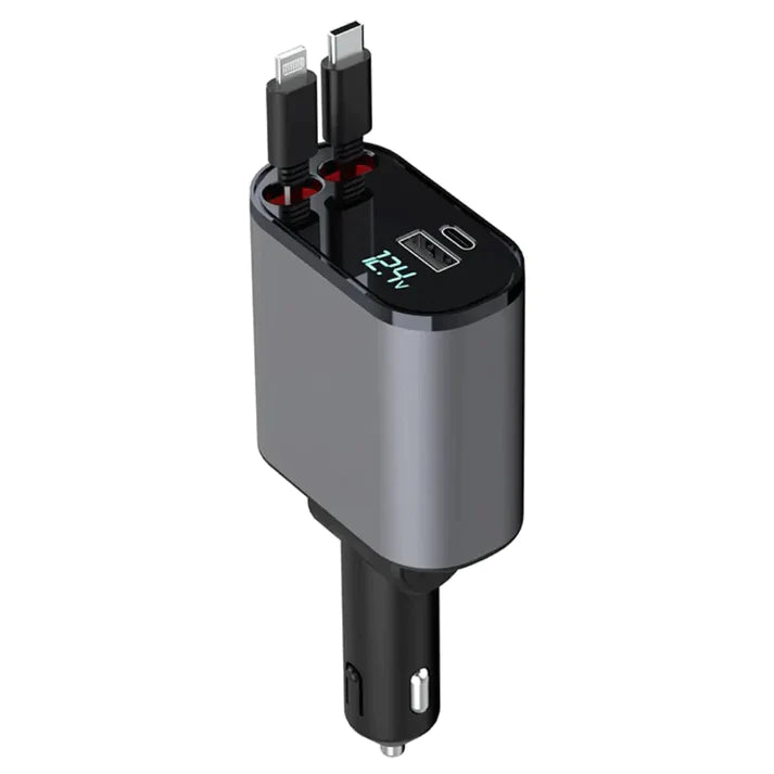 Vikbua™ Billader med to inntrekkbare kabler for USB-C og Lightning