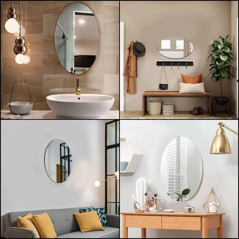 Vikbua™ Selvklebende oval speil i akryl – monteres uten boring
