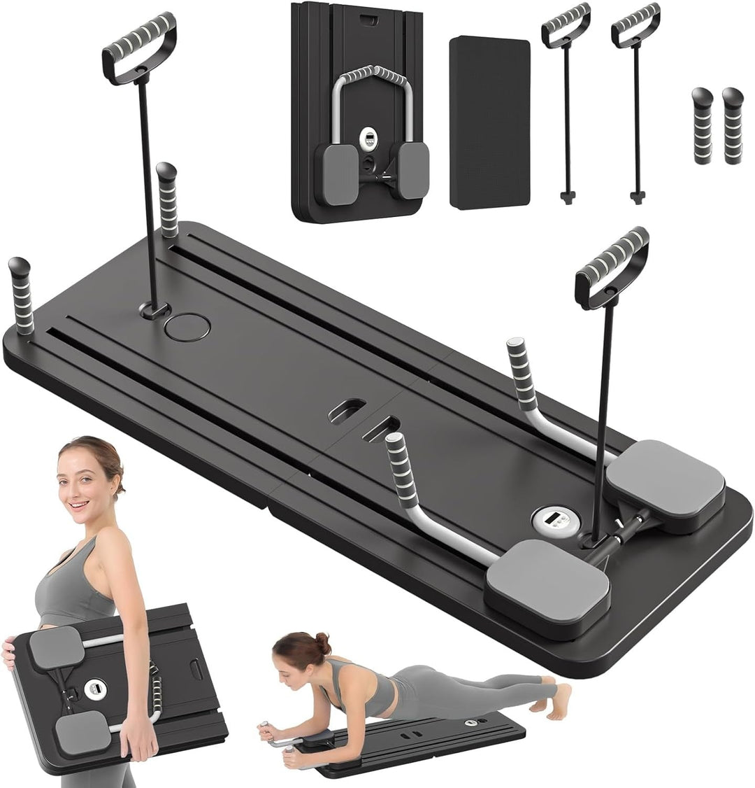 Vikbua™ Sammenleggbart pilatesbrett med strikker og timer